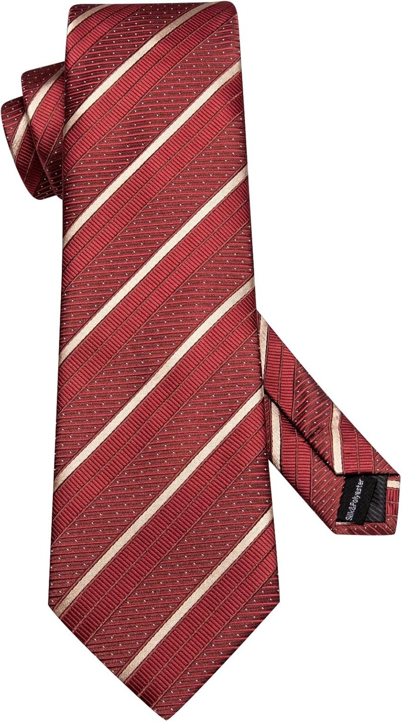 Dubulle Mens Paisley Striped Tie and Handkerchief Cufflinks Tie Set for Men Wedding Business Formal - Image 4